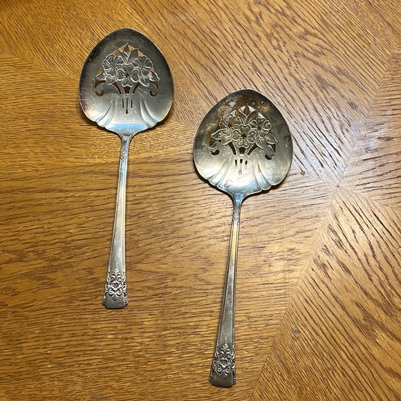 Vintage Other - William Rogers Silver Plated Floral Serving Spoons